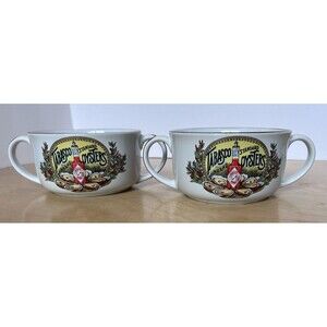 Tabasco Brand Oyster Bowls w/ Handles Set of 2 Vintage Soup Chili Bowls